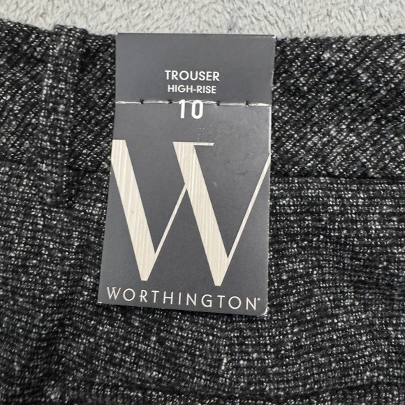Worthington BRAND NEW Women's Black White Tweed High Rise Trouser Pants Size 10 - Picture 7 of 11
